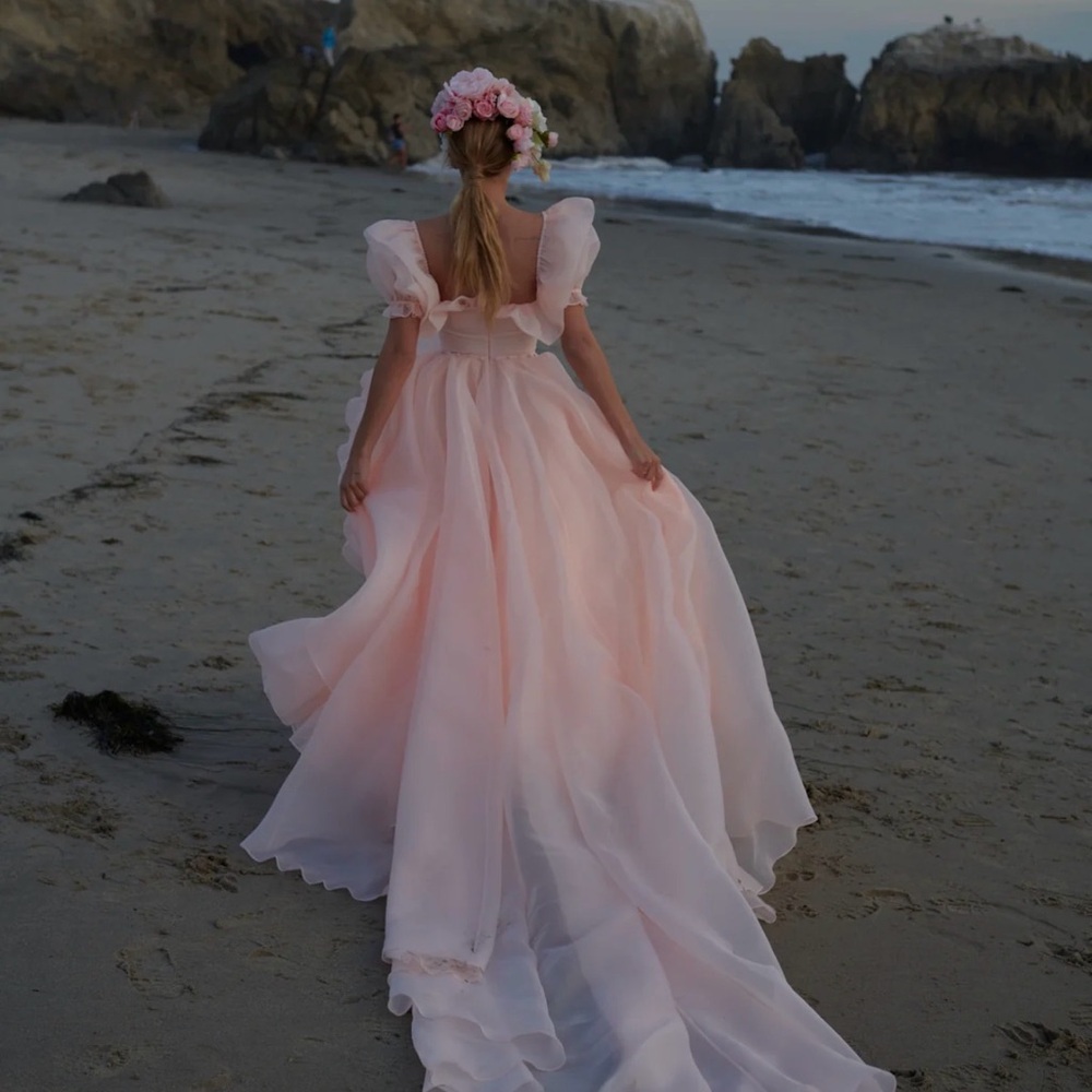 Selkie Blush Pink Maxi Dress with Ruffles - Picture 3 of 4